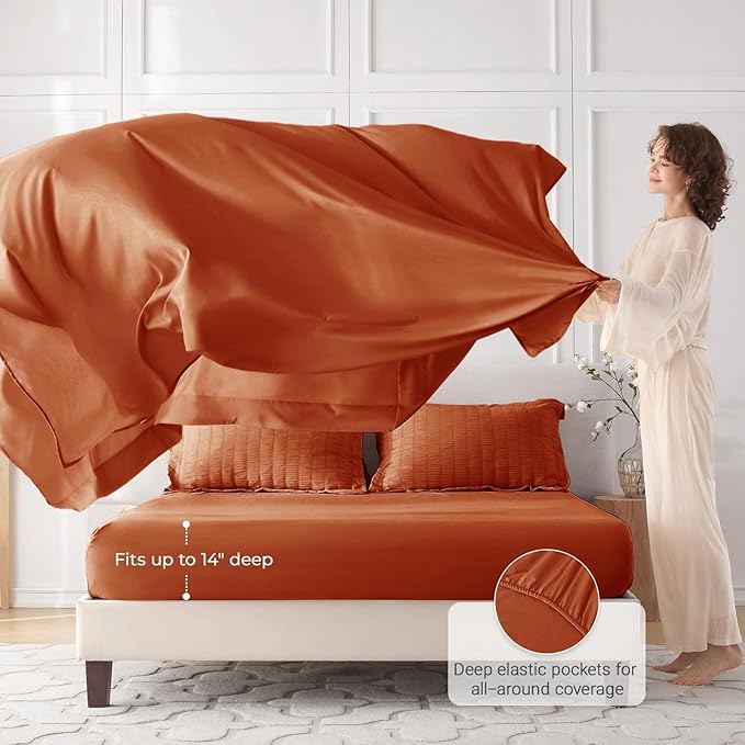 MUXHOMO 7 Pieces Queen Comforter Set, Seersucker Bed in a Bag Queen Size - Image 3
