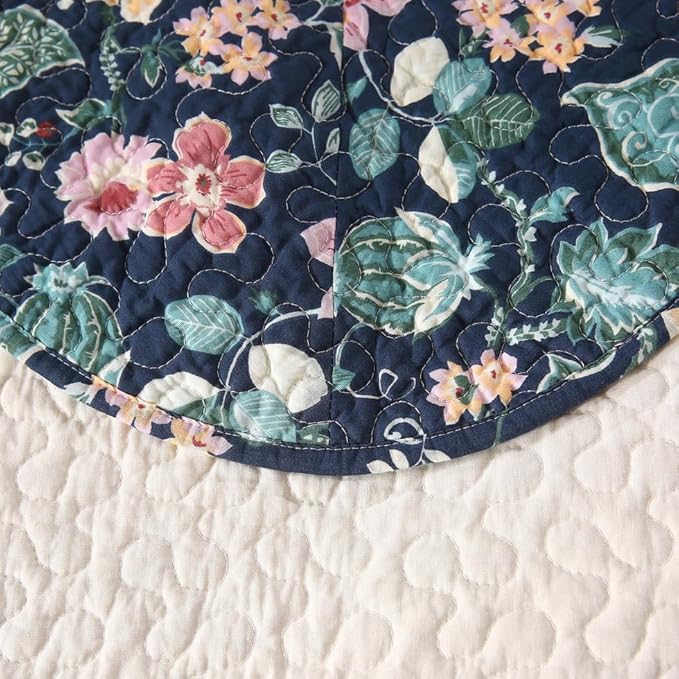 Quilt Set Floral Leaves 3D Embroidery Pattern 2 PCS Cotton Reversible Quilted - Image 8