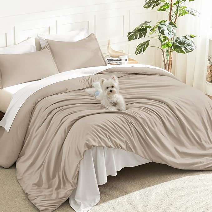 Litanika Oversized King Comforters Khaki Super King Plus Size, 3 Pieces by Litanika