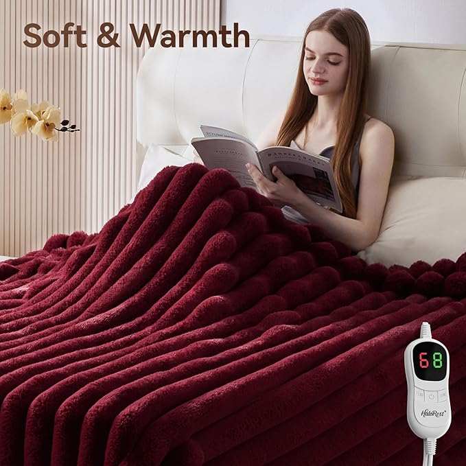 Heated Throw Blanket, Faux Fur Cozy Heating Blanket - Image 6