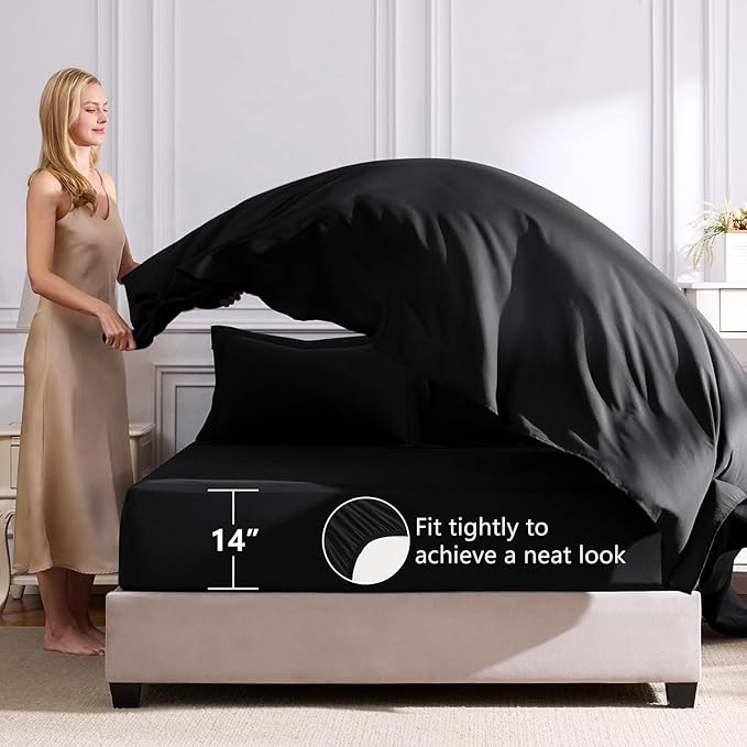 CozyLux Queen Comforter Set Black - Image 5