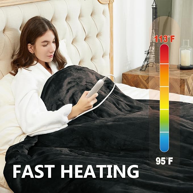 Tefici Electric Blanket King Size, Dual Control Super Cozy Soft 2-Layer Flannel - Image 3