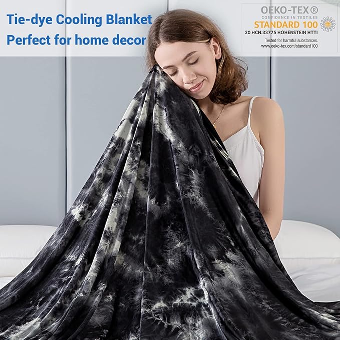 Topcee Cooling Blanket for Hot Sleepers Decorative Tie Dye, Absorbs Heat to - Image 2
