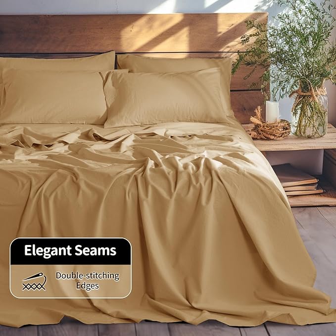 LBRO2M 100% Pure Linen Sheet Set Deep Pocket Up to 16" Bed Sheets Sets - Image 7