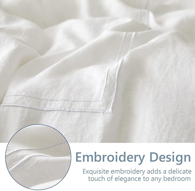 Simple&Opulence 100% Washed Linen Duvet Cover Set 68"x86" - Image 8
