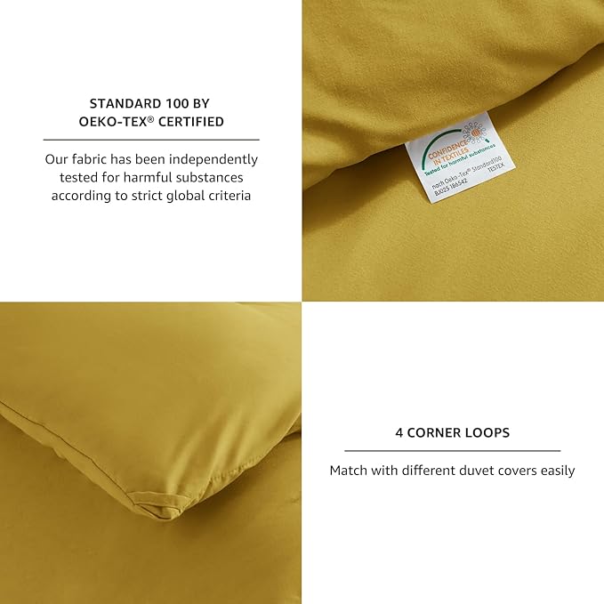 CozyLux King Size Comforter Set Mustard Yellow, 3 Pieces Solid Comforters King - Image 4