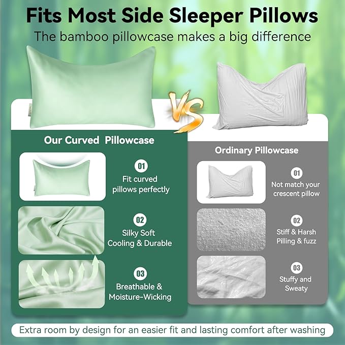 Cooling Curved Pillowcase for Side Sleeper Pillow - Image 2