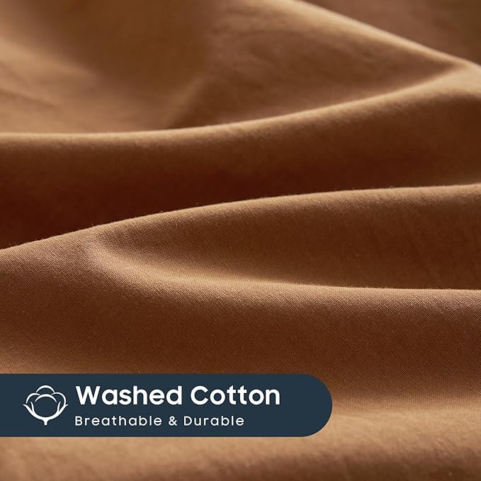 Wake In Cloud - Cotton Duvet Cover Set, King Size, Caramel Terracotta, 100% - Image 7