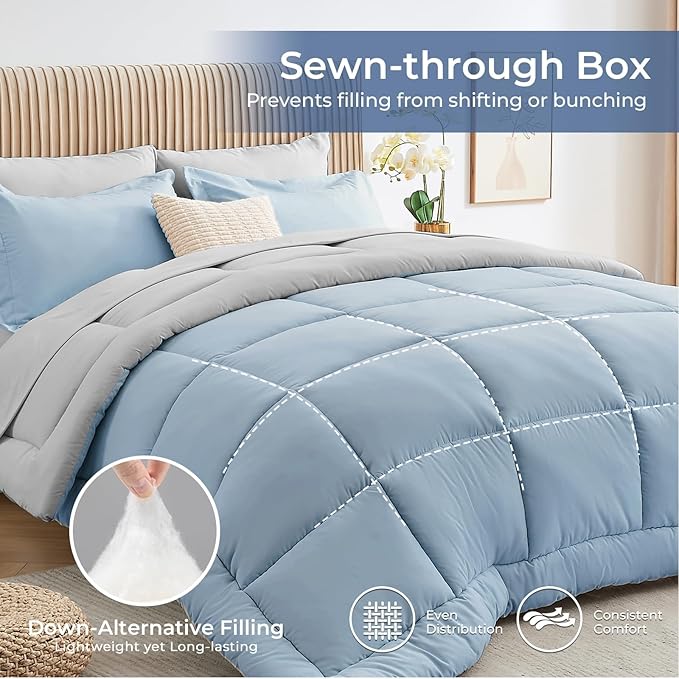 Sasttie Queen Comforter Set, 7 Pieces Bed in a Bag Queen, Complete Bedding Set - Image 3