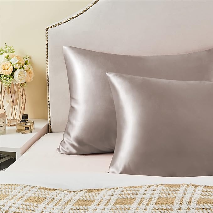 BEDELITE Satin Pillowcase with Zipper, Rose Taupe King Size Pillow Cases Set of - Image 6