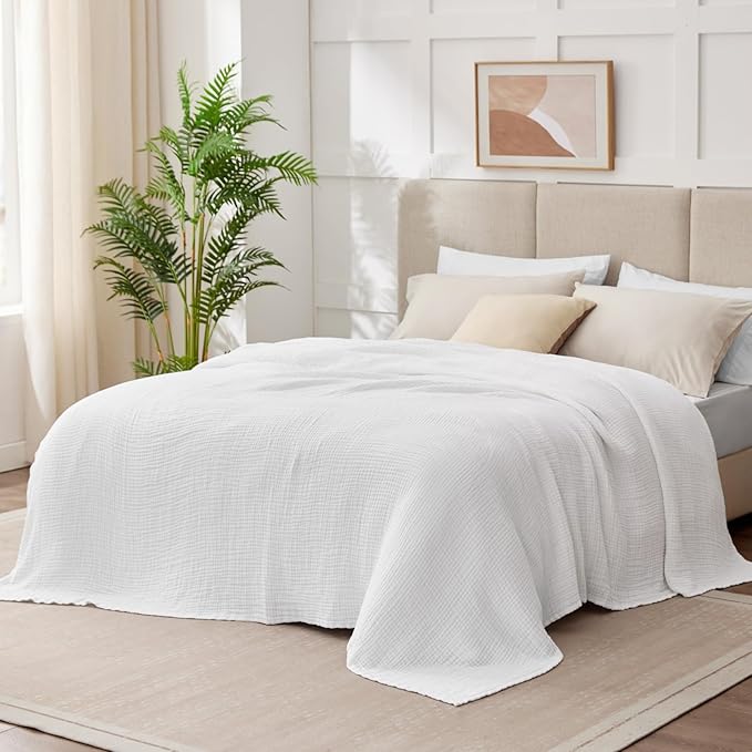 100% Cotton Twin XL Blankets for Bed 66" x 90", Cooling and Soft Muslin Throw - Image 5