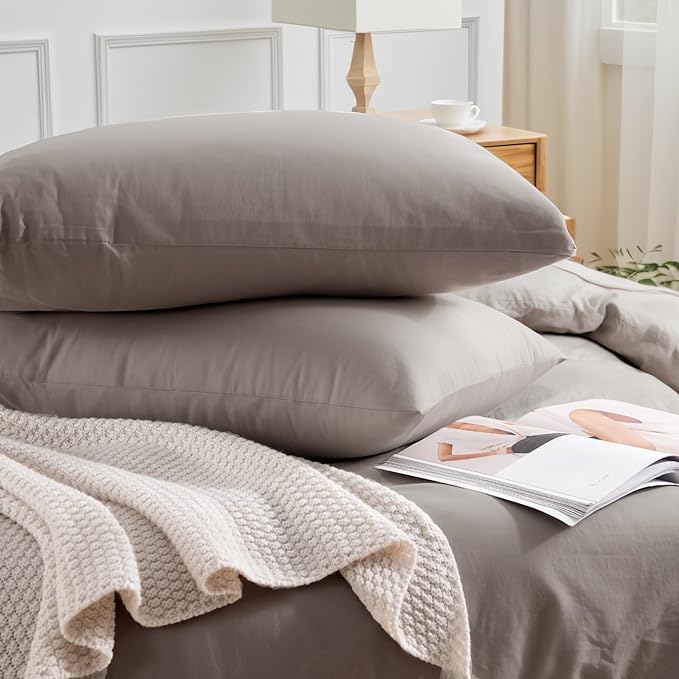 NEXHOME PRO Duvet Cover Set Queen Size Linen Look Textured Organic Natural 100% - Image 5