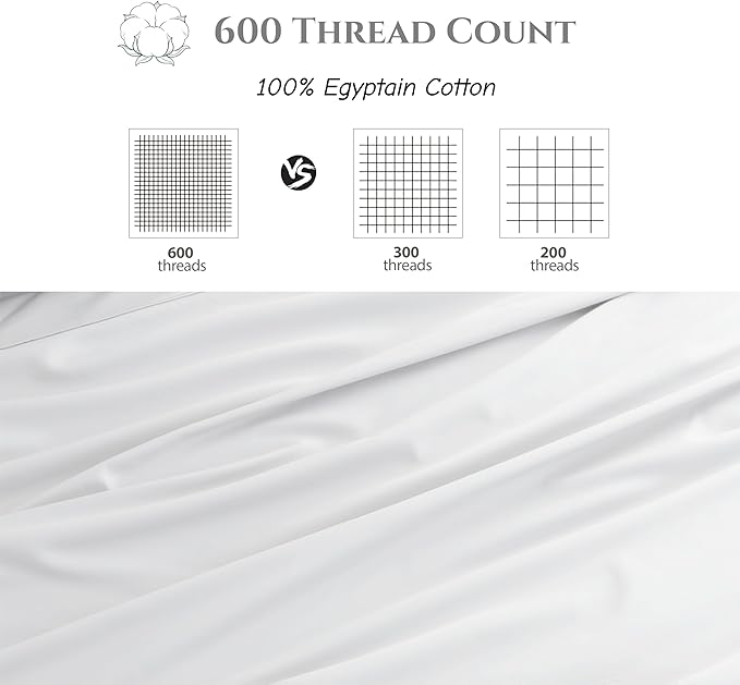 Cotton Flat Sheets Only, 600 TC 100% Cotton Flat Sheet Top Sheet Only, TwinXL - Image 3
