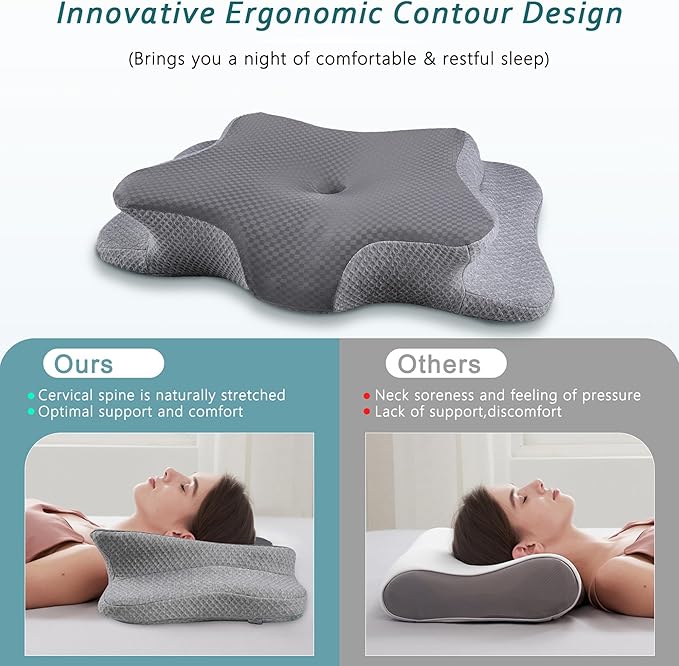 CHxxy Cervical Neck Pillow for Pain Relief Sleeping, Memory Foam Pillows - Image 3