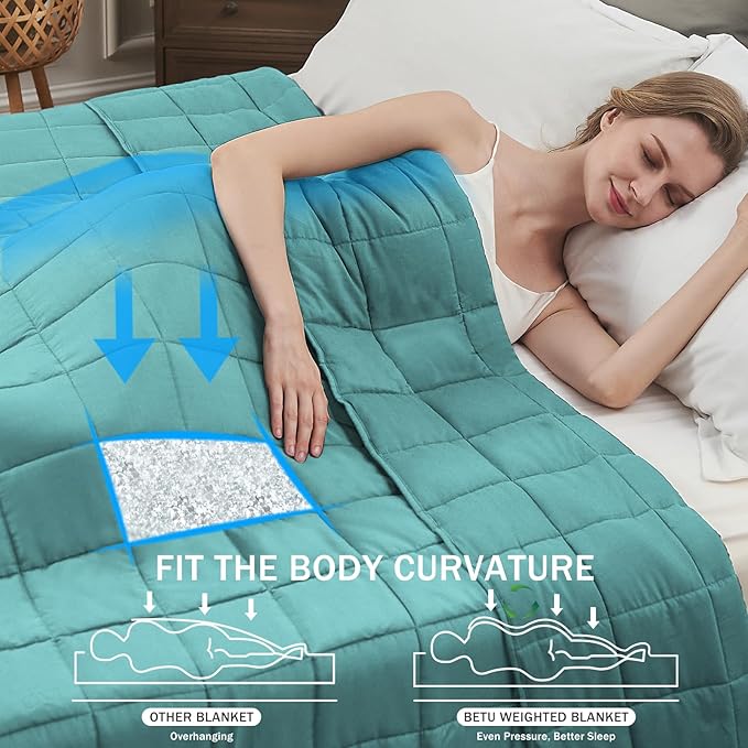 Teal Weighted Blanket for Adults 15lbs, Twin Full Size Cooling Heavy Throw - Image 2