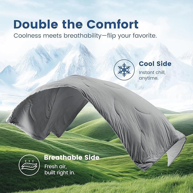 Cozy Bliss Cooling Comforter Cali King Size, Reversible Lightweight Cooling - Image 9