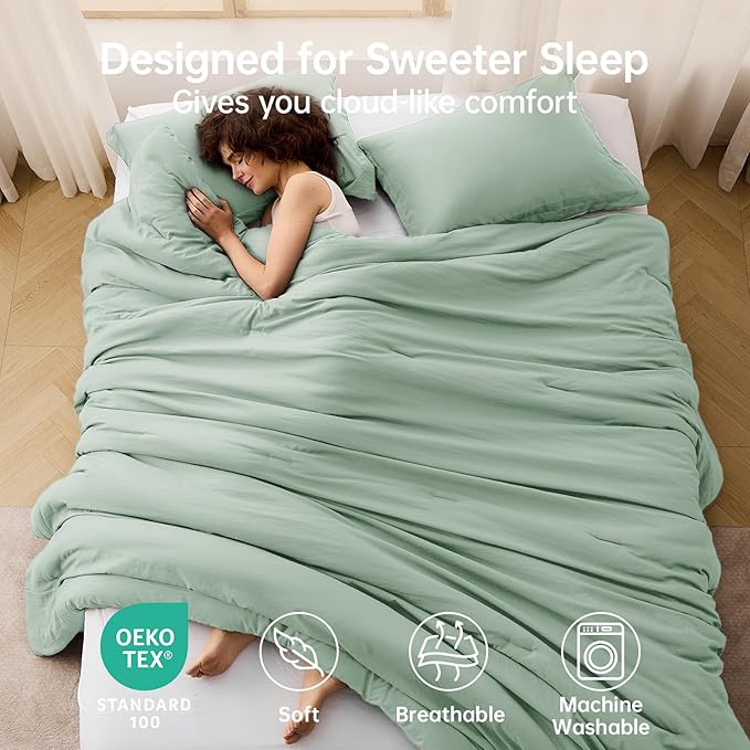 MUXHOMO King Size Comforter Set, All Season Ultra Soft Down Alternative Bedding - Image 2