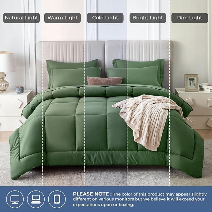 Sasttie Queen Comforter Set, 7 Pieces Bed in a Bag Queen, Complete Bedding Set - Image 7