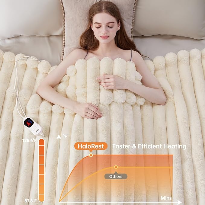 Heated Blanket Full Size, Faux Fur Cozy Heating Blanket - Image 4