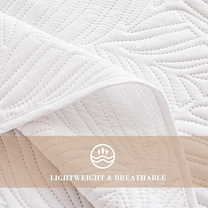 Exclusivo Mezcla King Size Quilt Bedding Set, Lightweight White Quilts King Size - Image 5