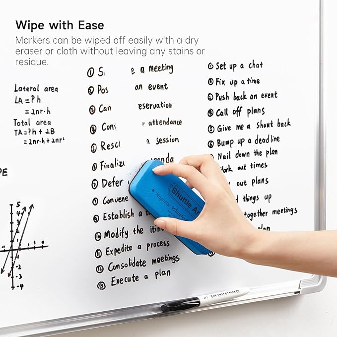 100 Bulk Pack Black Whiteboard Markers with 3 Erasers, Fine Point Dry Erase Markers Perfect For Writing on Dry-Erase Boards, Glass for School Office Home-DeskoryOffice