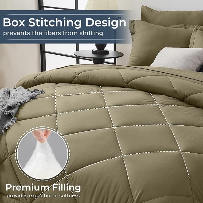 HEVUMYI Olive Green California King Comforter Set - Image 4