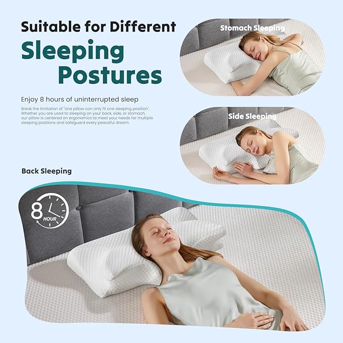 DUMOS Cervical Neck Pillow for Sleeping, Cooling Ergonomic Memory Foam Pillow - Image 7