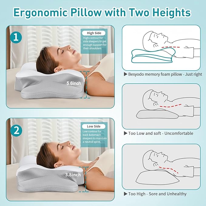 Cervical Neck Pillow for Neck Pain Relief, Ergonomic Pillow for Sleeping - Image 6