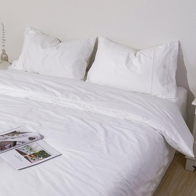 100% Cotton Lace Pillow Cases Queen Size Set of 2 - Image 4