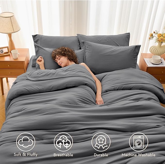 MUXHOMO 7 Pieces King Comforter Set, Soft Bed in a Bag King Size, All Season - Image 2