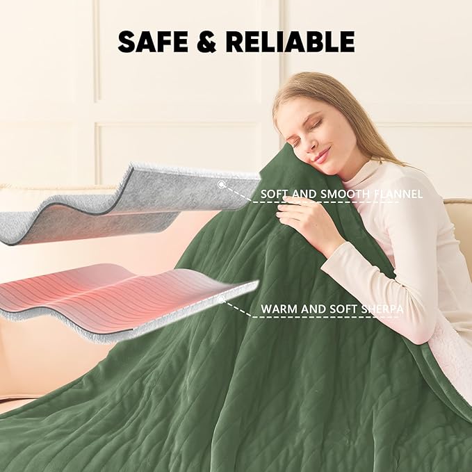 greenoak Heated Blanket Electric Queen Size 84"X90" Dual Control, Heating - Image 6