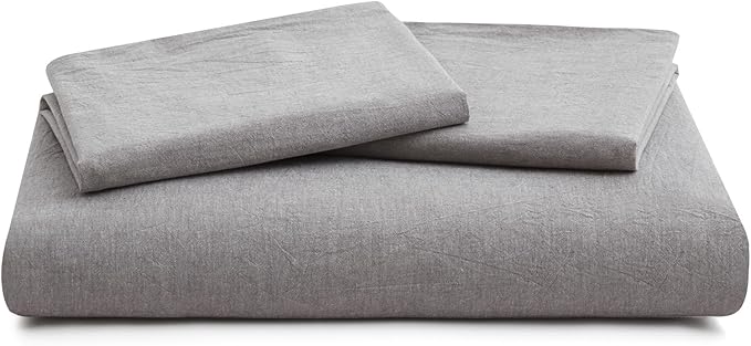 LOVQUE Light Grey Duvet Cover Full Size, 100% Washed Cotton Linen Like Bedding - Image 7
