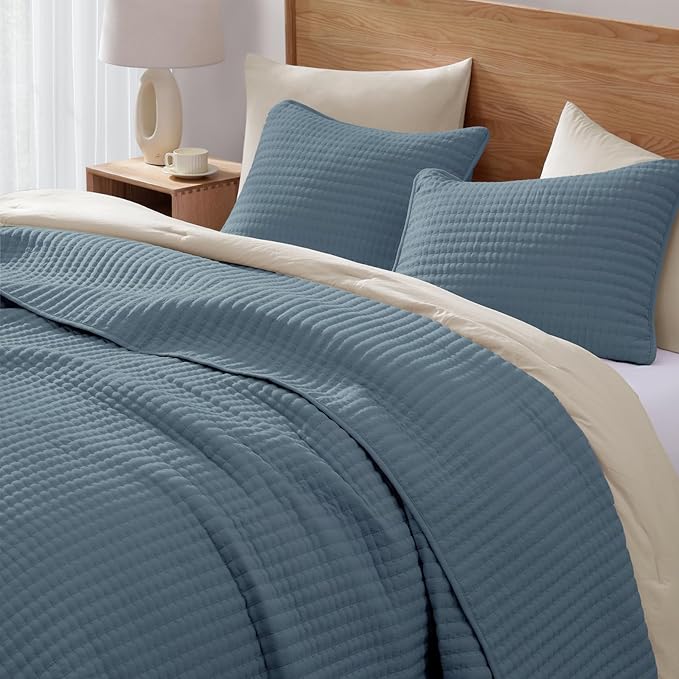 WRENSONGE King Size Quilt-3 Pieces Lightweight Bedspreads Oxford Blue King - Image 2