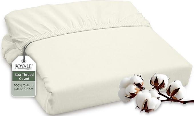Royale Linens 300 Thread Count 100% Long Staple Combed Cotton Fitted Sheet by ROYALELINENS