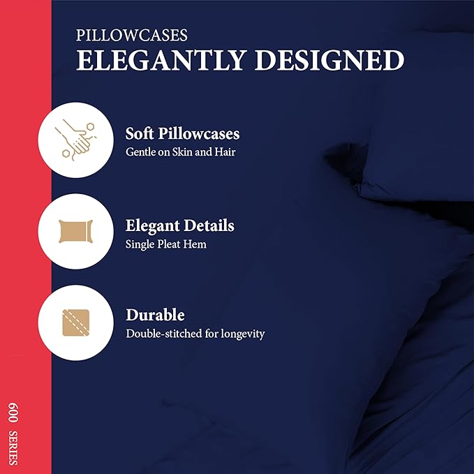 100% Egyptian Cotton Queen/Standard Pillow Cases Set of 2 - Image 4