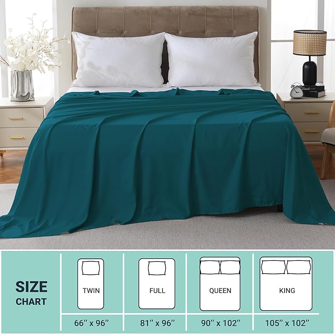 ZPECC Full Flat Sheet Only 6 Pack, Durable Teal Top Bed Sheets Hypoallergenic - Image 5