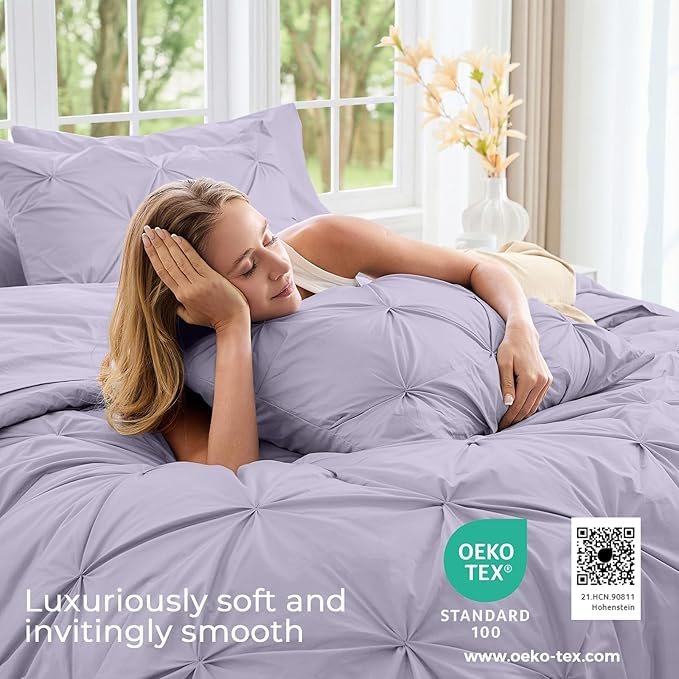 Sasttie King Size Comforter Set, 7-Piece Bed in a Bag, Pintuck Bedding Sets - Image 3