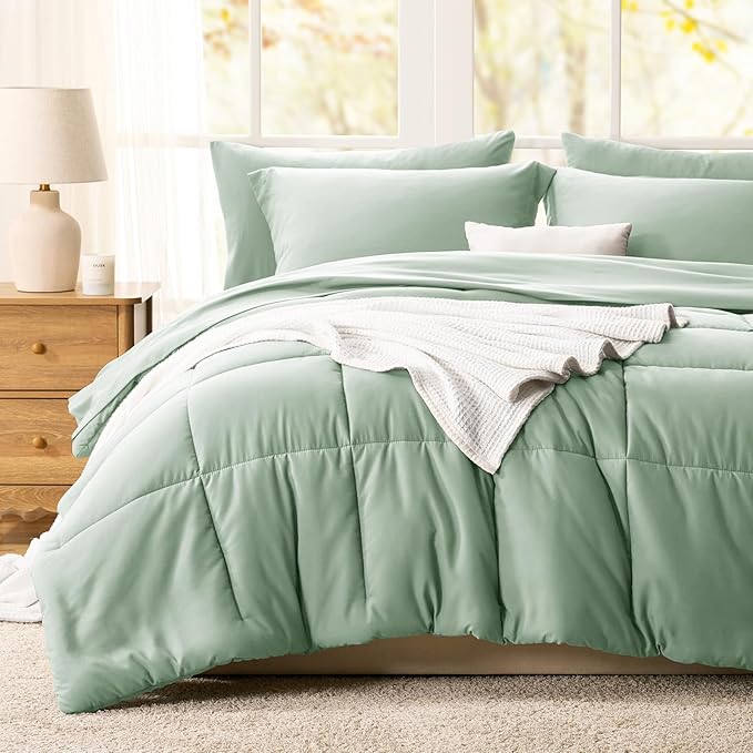 CozyLux Full Size Comforter Sets Sage Green - Image 8