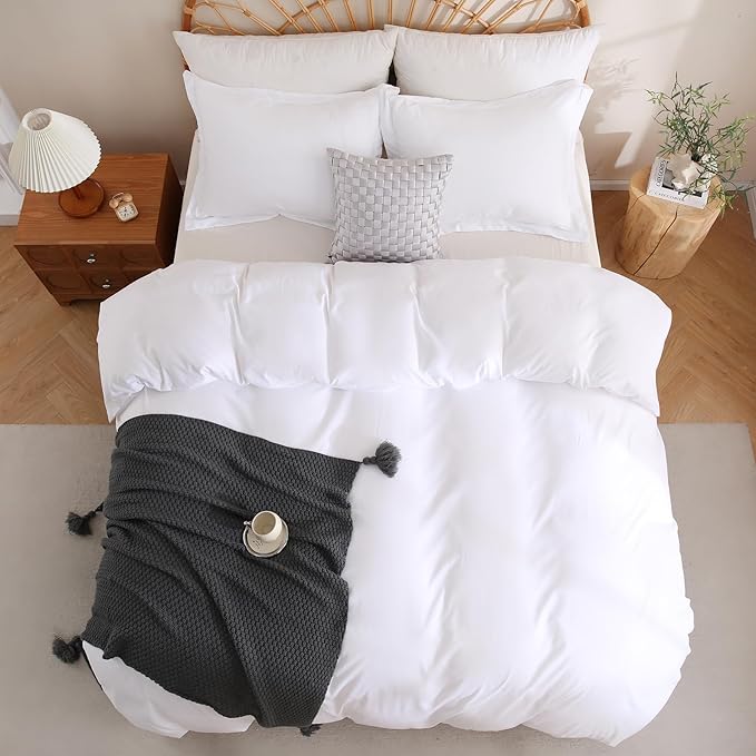 JSD White Duvet Cover Set Twin Size, 2 Piece Microfiber Kids Duvet Cover - Image 8