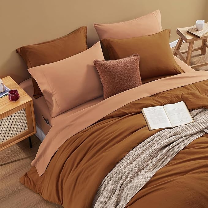 WRENSONGE Terracotta King Comforter Set, 7 Pieces Soft Microfiber King Size - Image 2