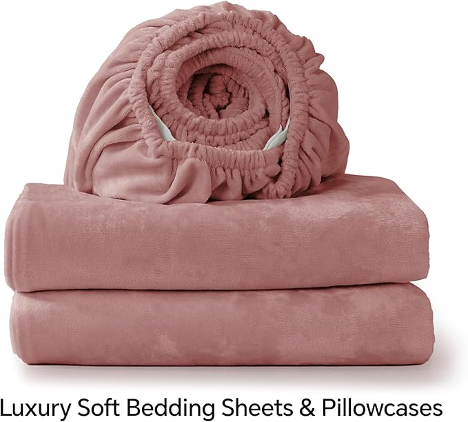 BEDELITE Velvet Fitted Sheet and Pillowcases Set, Luxury Soft Fuzzy Bottom Sheet - Image 8