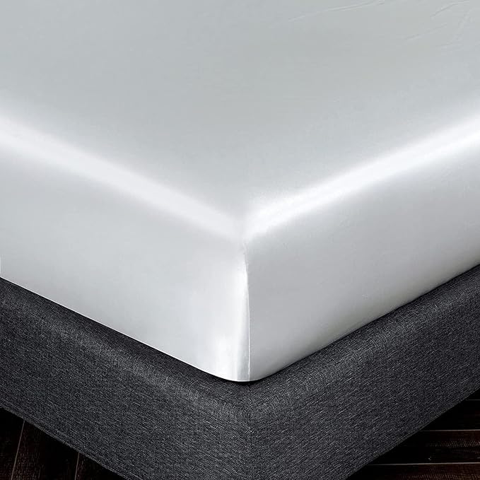 Homiest White Satin Fitted Sheet - Image 3