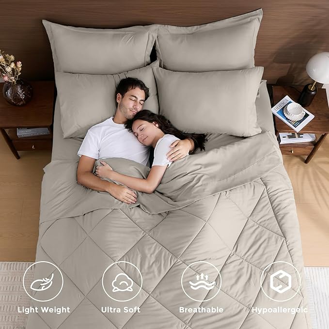 HEVUMYI Oatmeal Full Comforter Set - Image 2