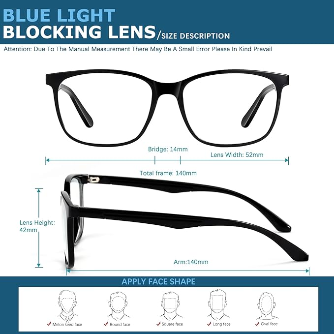 Oilway Blue-Light Blocking Glasses Computer Reading/Gaming/TV/Phones Glasses - Image 4