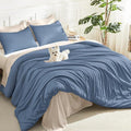 Litanika Haze Blue Comforters Oversized King Size, 3 Pieces Lightweight Solid by Litanika