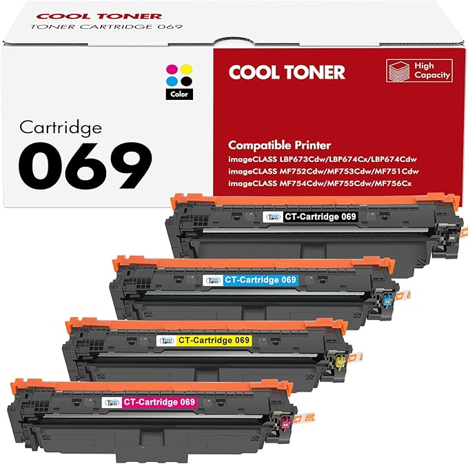 069 Toner Cartridge Set 069H MF753Cdw Compatible Replacement for Canon 069 Toner Cartridge Set for Canon imageCLASS MF 753Cdw MF751Cdw MF752Cdw LBP674Cdw LBP674Cx LBP673Cdw (B/C/Y/M, 4 Pack)-DeskoryOffice