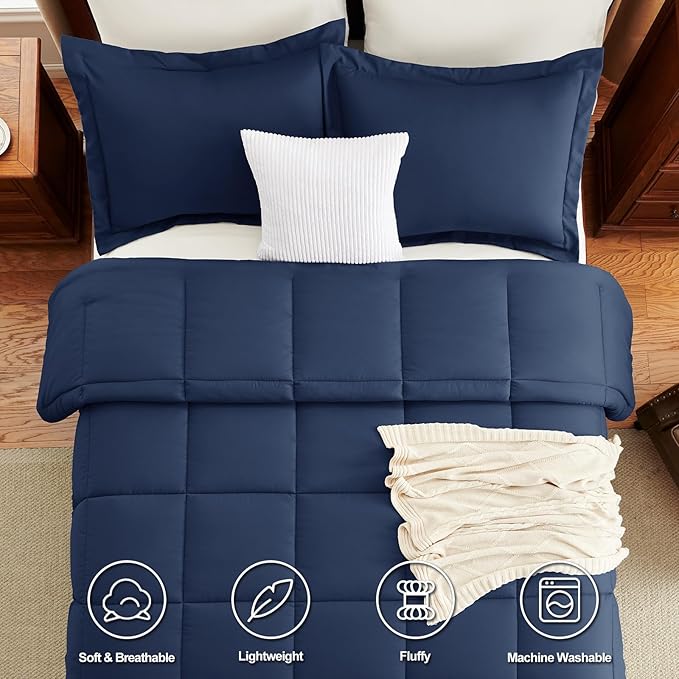 CozyLux Twin/Twin XL Comforter Set Navy Blue - Image 4