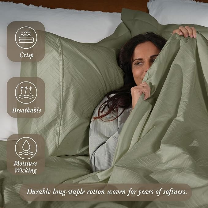 Threadmill California King Size Sheets | 800 Thread Count Jacquard Celine Sage - Image 3