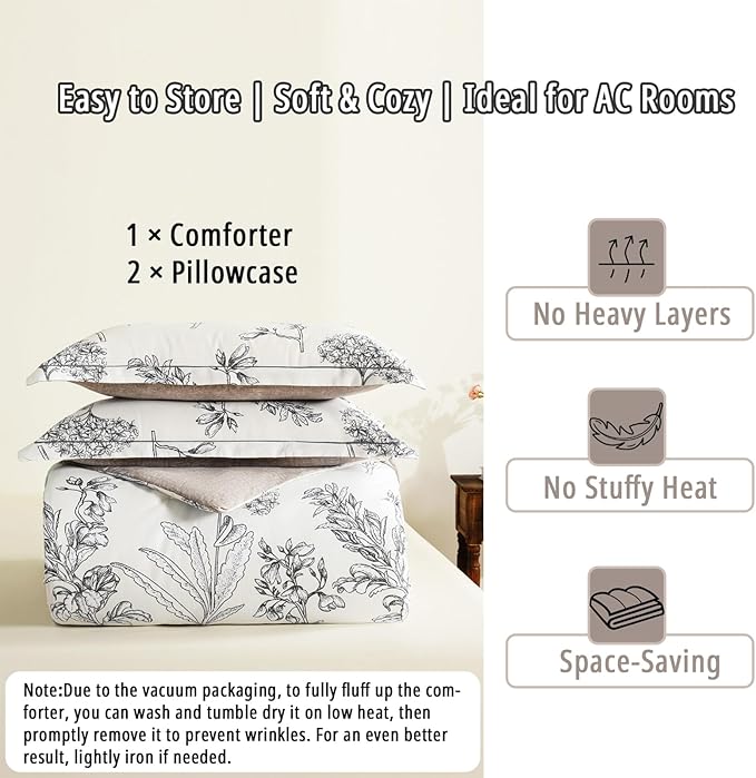 LEMIROE Floral Cotton Comforter King Size 3Pcs - Image 7