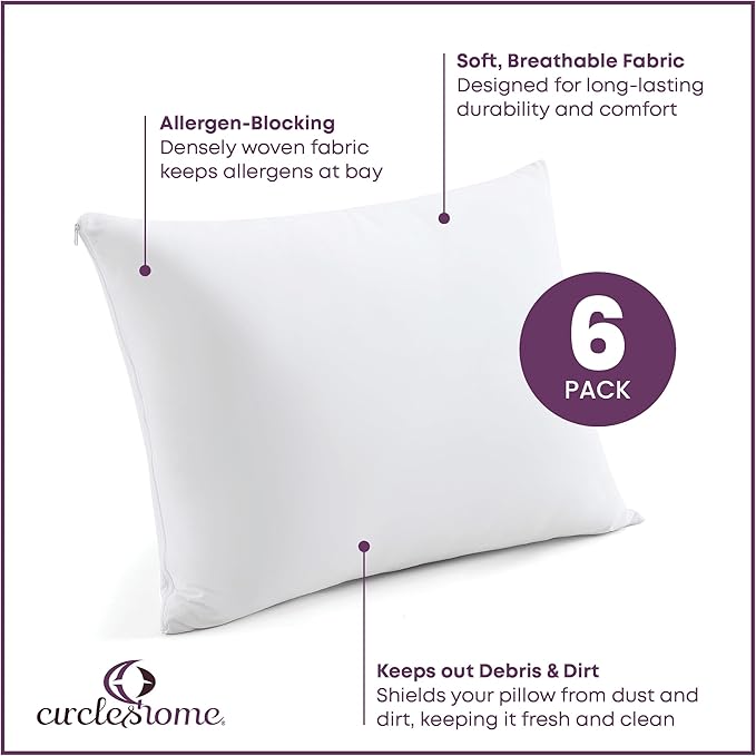 CirclesHome Pillow Protectors 6 Pack Queen Zippered - Image 2